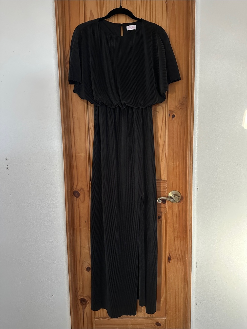 Pink Lily Black Pleated Maxi Dress with Blouson Top